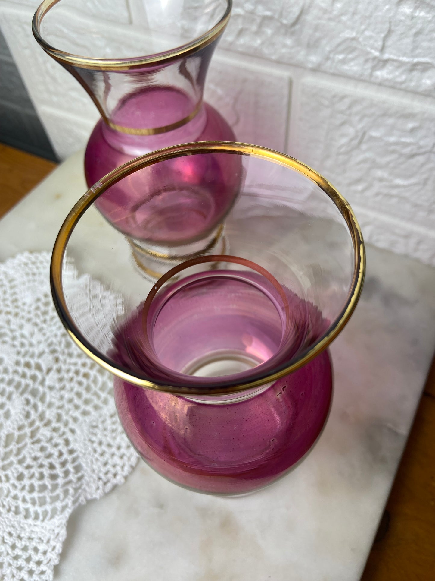 Hand Blown Cranberry Glass Vase by Bartlett Collins