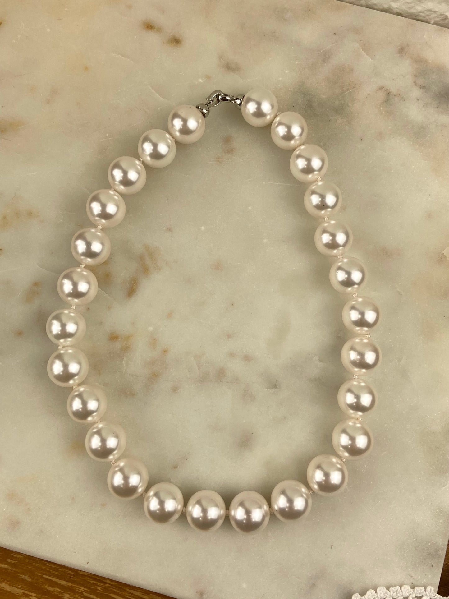 Hand Knotted Glass Pearl Necklace