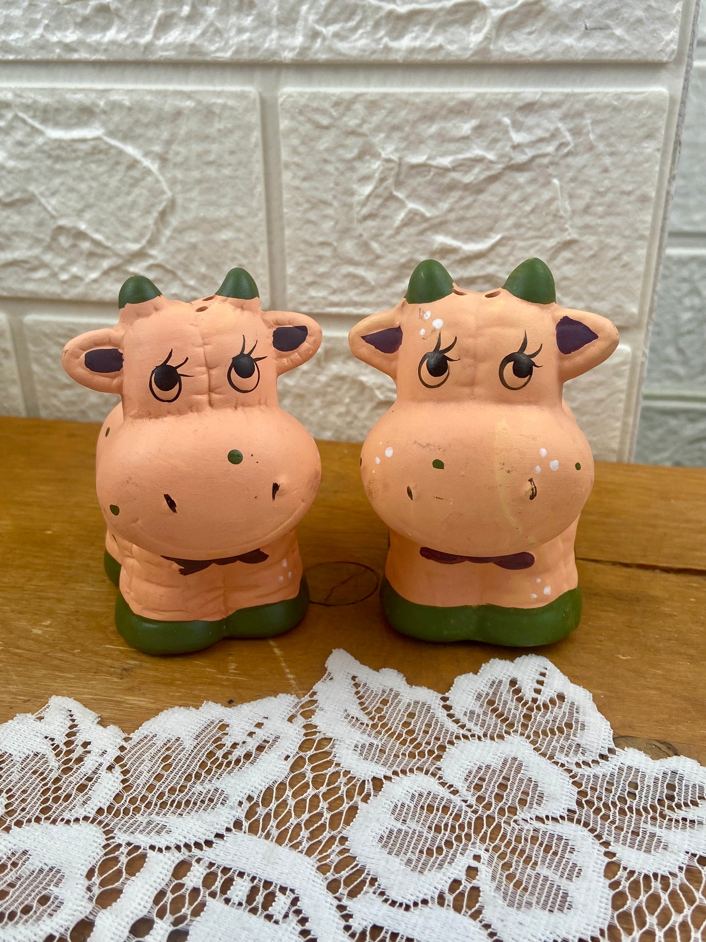 Pair of Teracotta Cows | Novelty Salt & Pepper Shakers