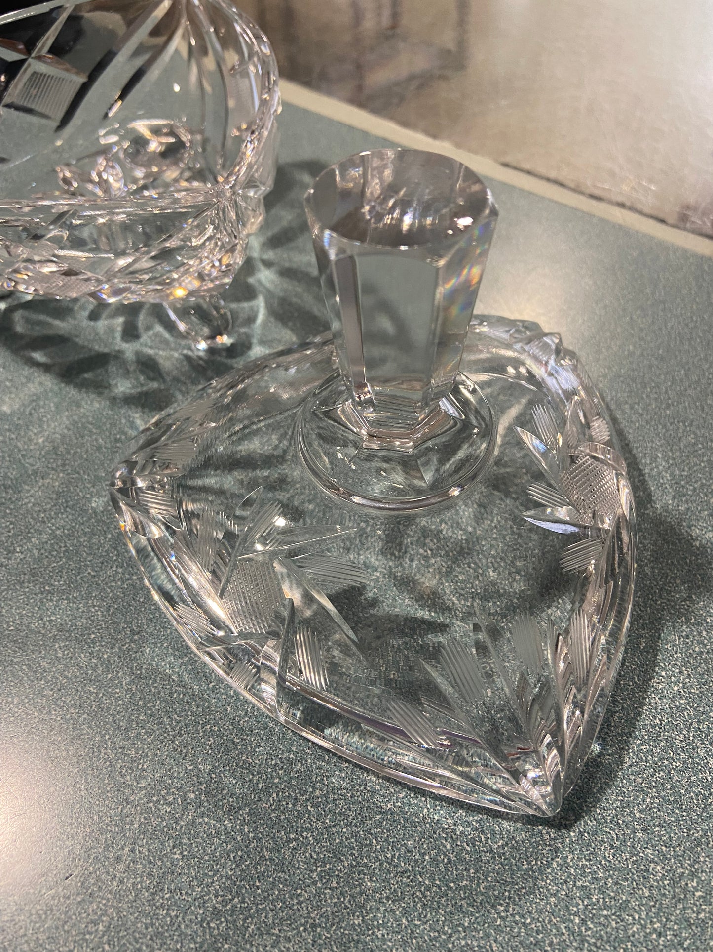 Crystal Footed Candy Dish with Spired Lid