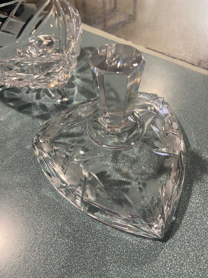 Crystal Footed Candy Dish with Spired Lid