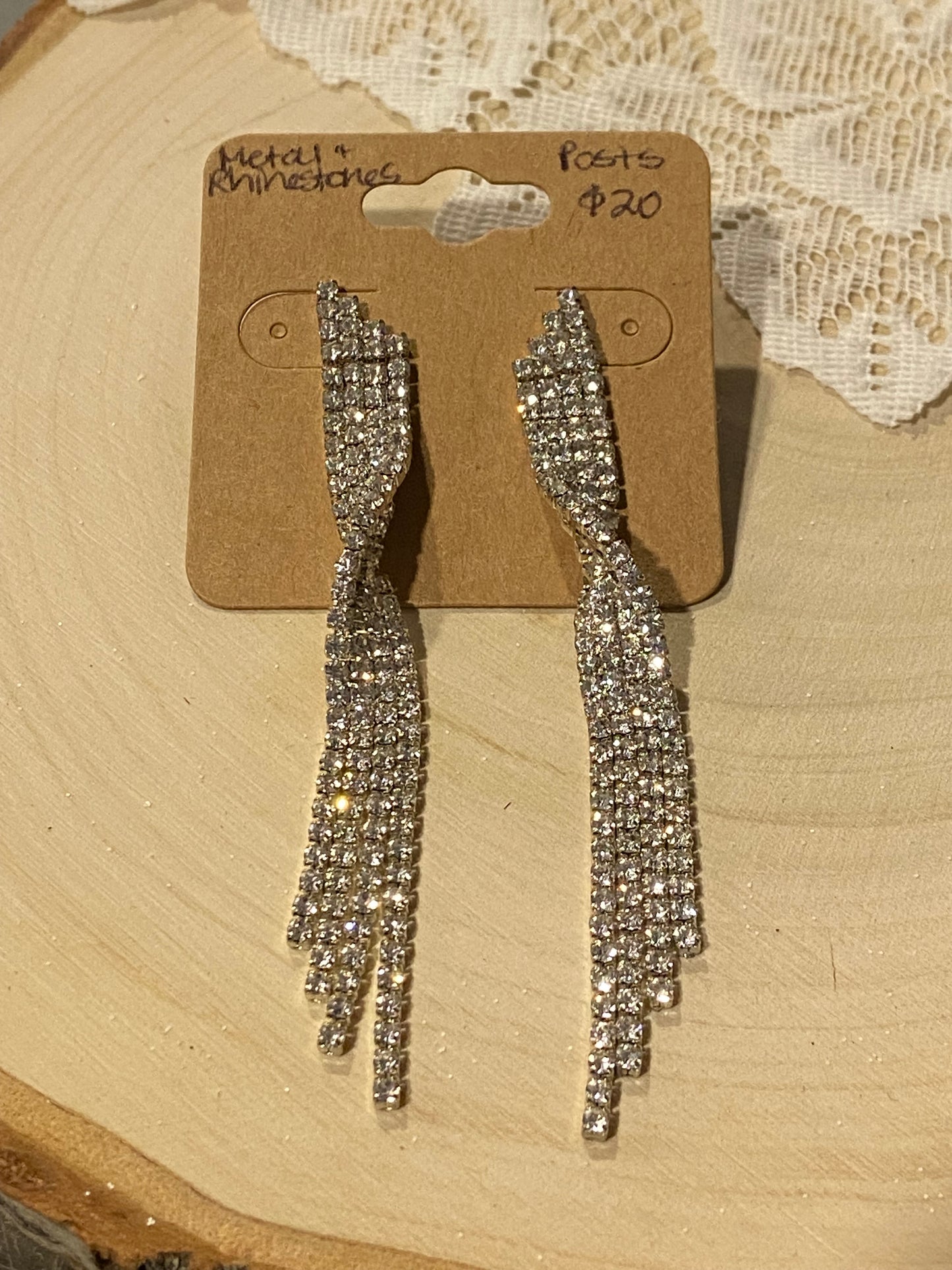 Long Rhinestone Dangle Earrings [Posts]