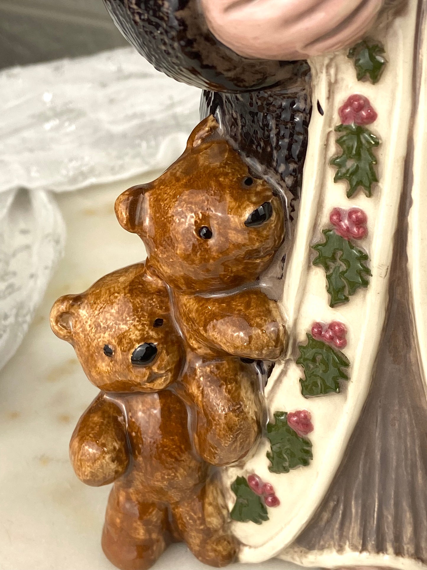 Handmade Old World Ceramic Santa with Toy Boat and Animals