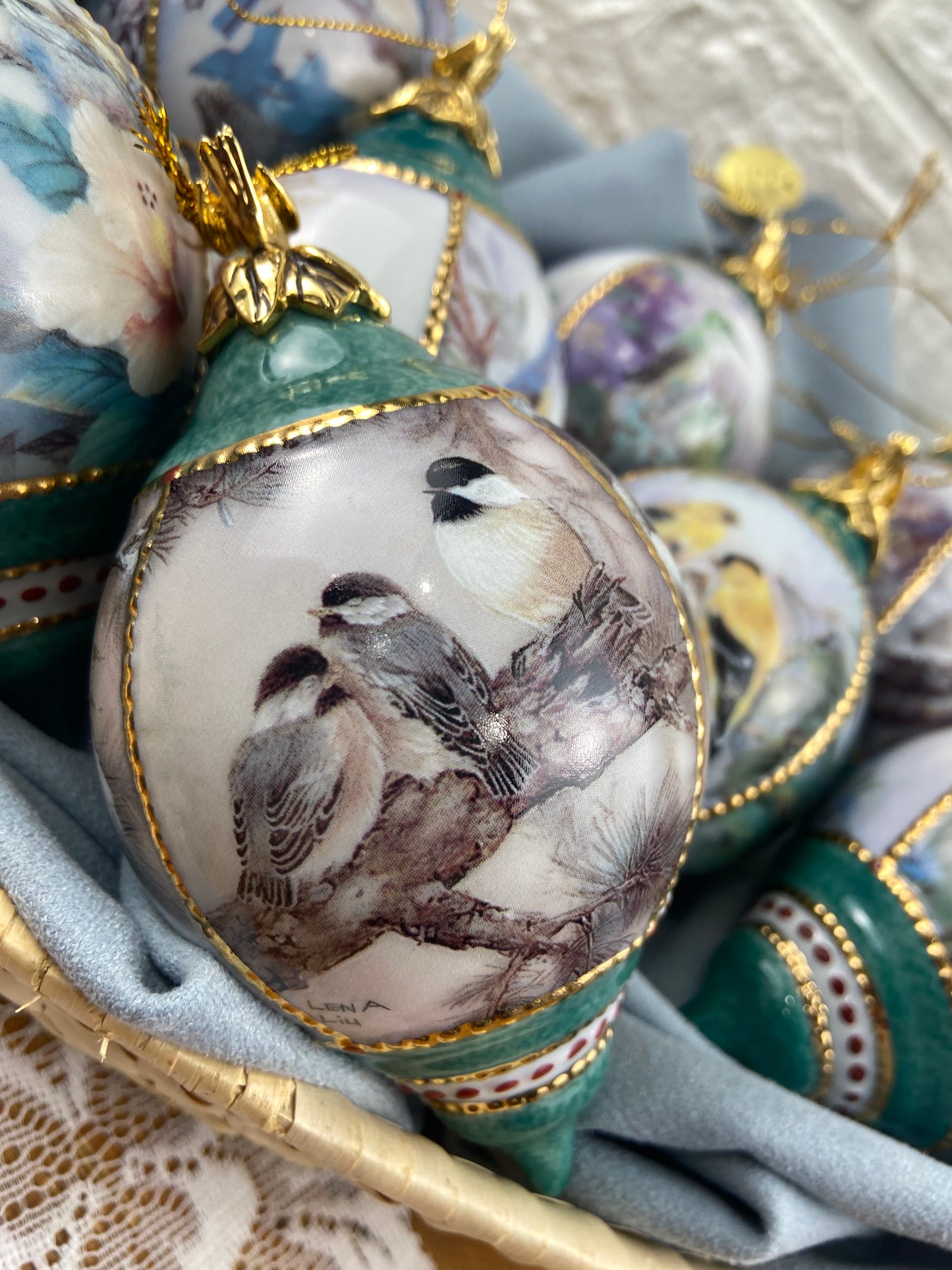 Hand Painted Porcelain Hanging Ornaments by Lena Liu | ‘Nature’s Poetry’ Collection