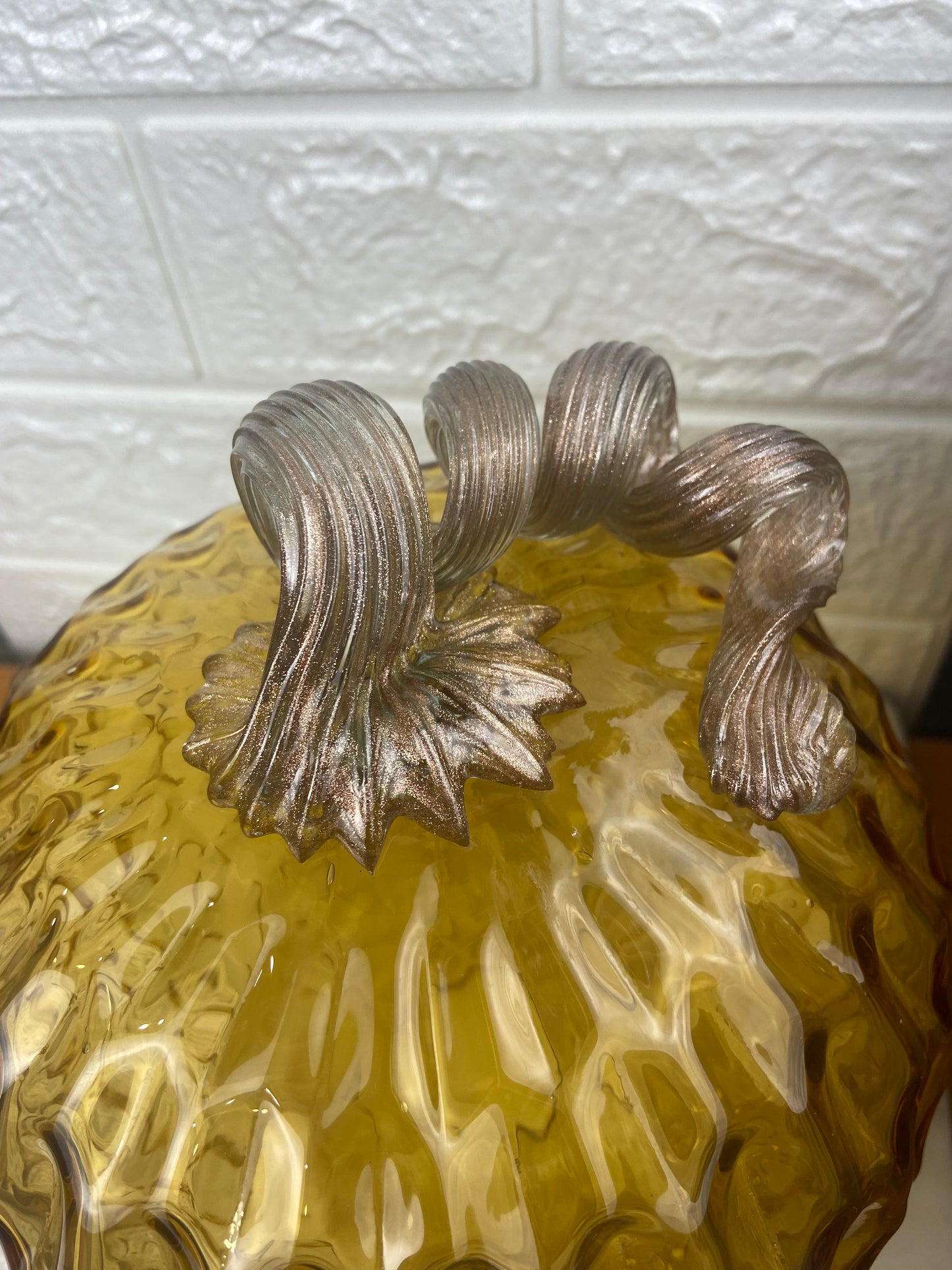Hand Turned Amber Glass Pumpkin
