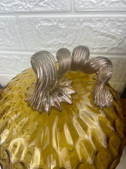 Hand Turned Amber Glass Pumpkin