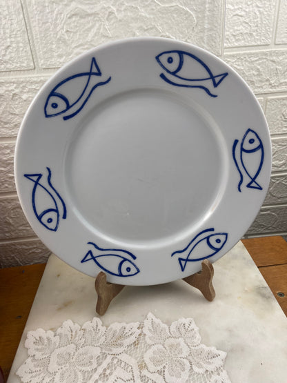 10.5” Hand Painted Dinner Plate | Fish Pattern by Danica