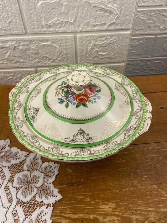 Porcelain Lidded Serving Bowl by W.H. Grindley