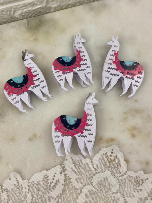 Set of 4 x Cute Metal Llamas