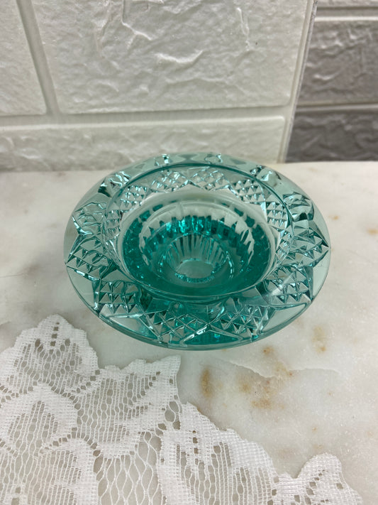 Sea Green Glass Candle Votive for Tea Lite or Tapered Candle