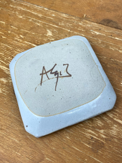 Small Square Hand painted Pottery Trinket Dish