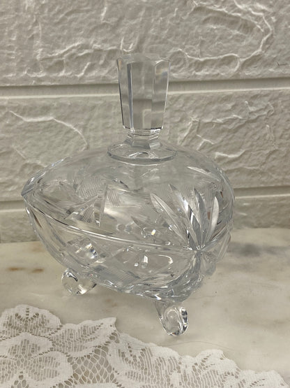 Crystal Footed Candy Dish with Spired Lid