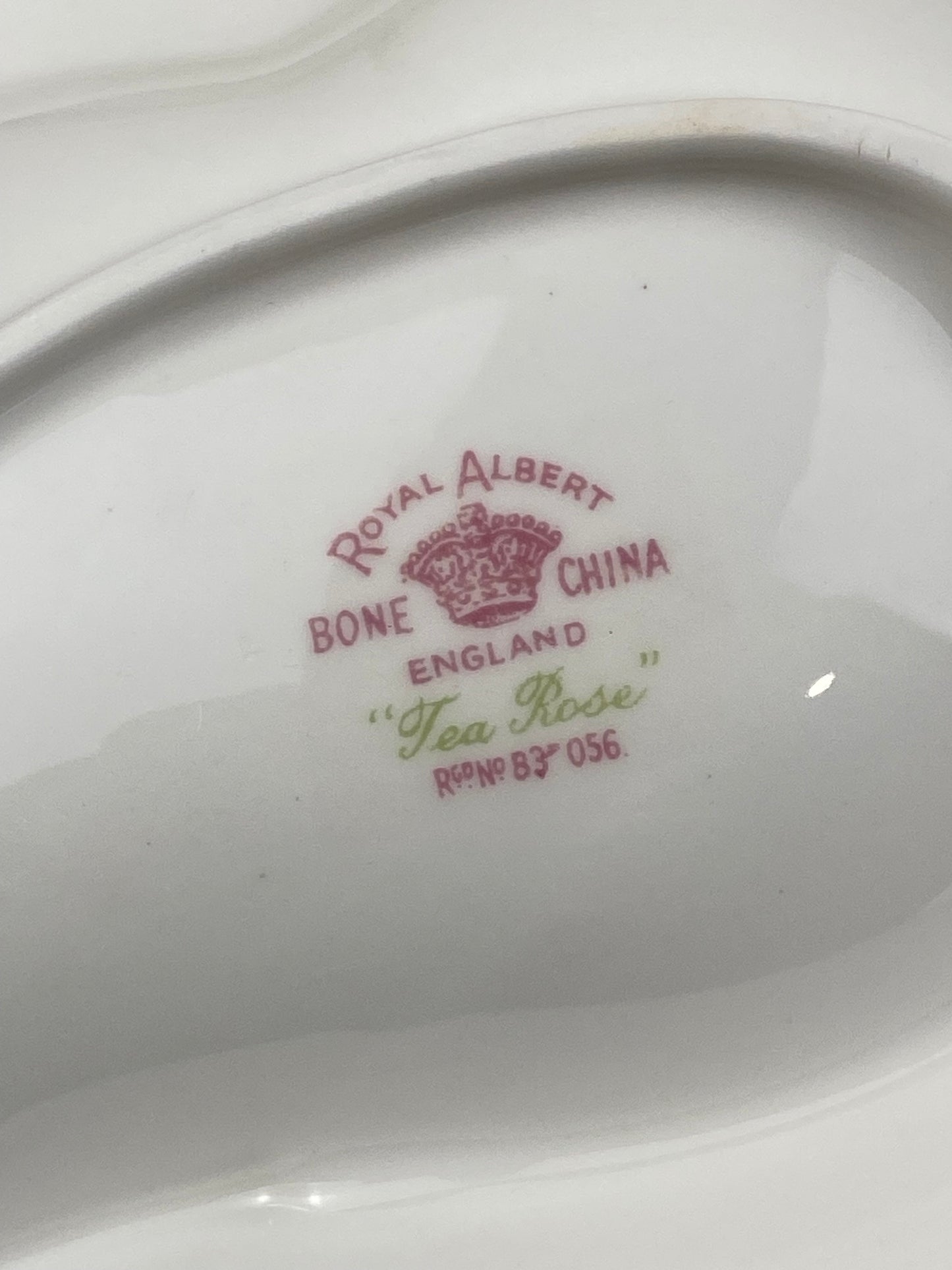 Royal Albert Bone China Divided Leaf-Shape Snack Plate | Tea Rose Pattern
