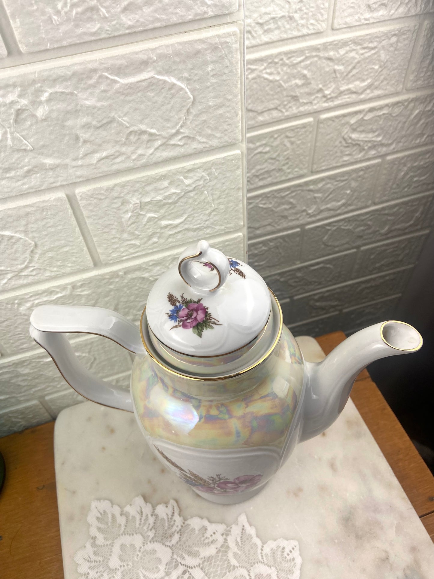 11” East German Porcelain Coffee Pot | GDR