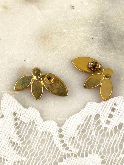 Vintage Avon | Pink and Gold Tone Floral Earrings [Posts]
