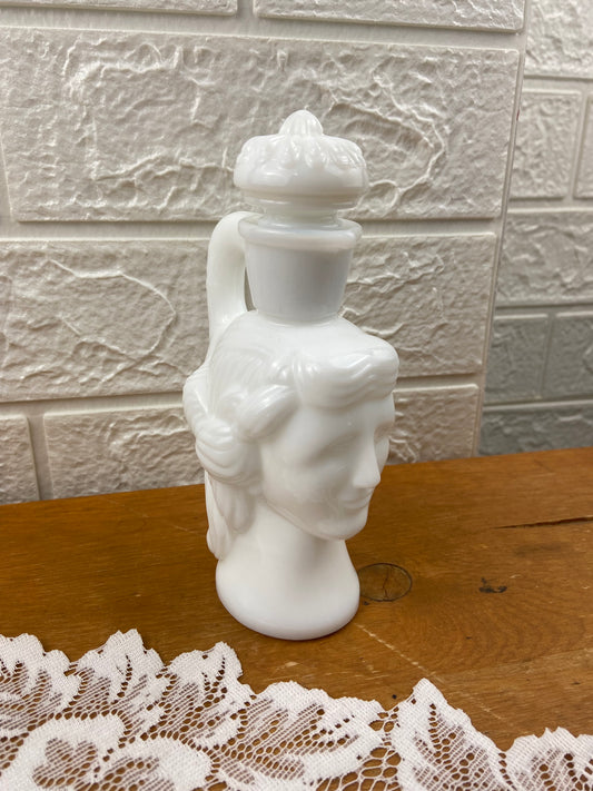 Vintage Avon | Grecian Pitcher Milk Glass Cologne Decanter [Empty]