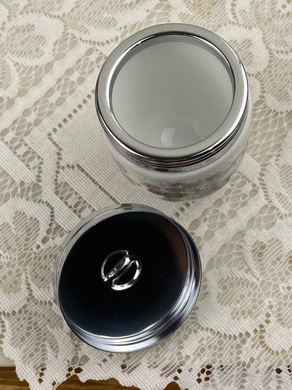 Porcelain Egg Coddler with Leaf and Blackberries Design | Screw Top Lid