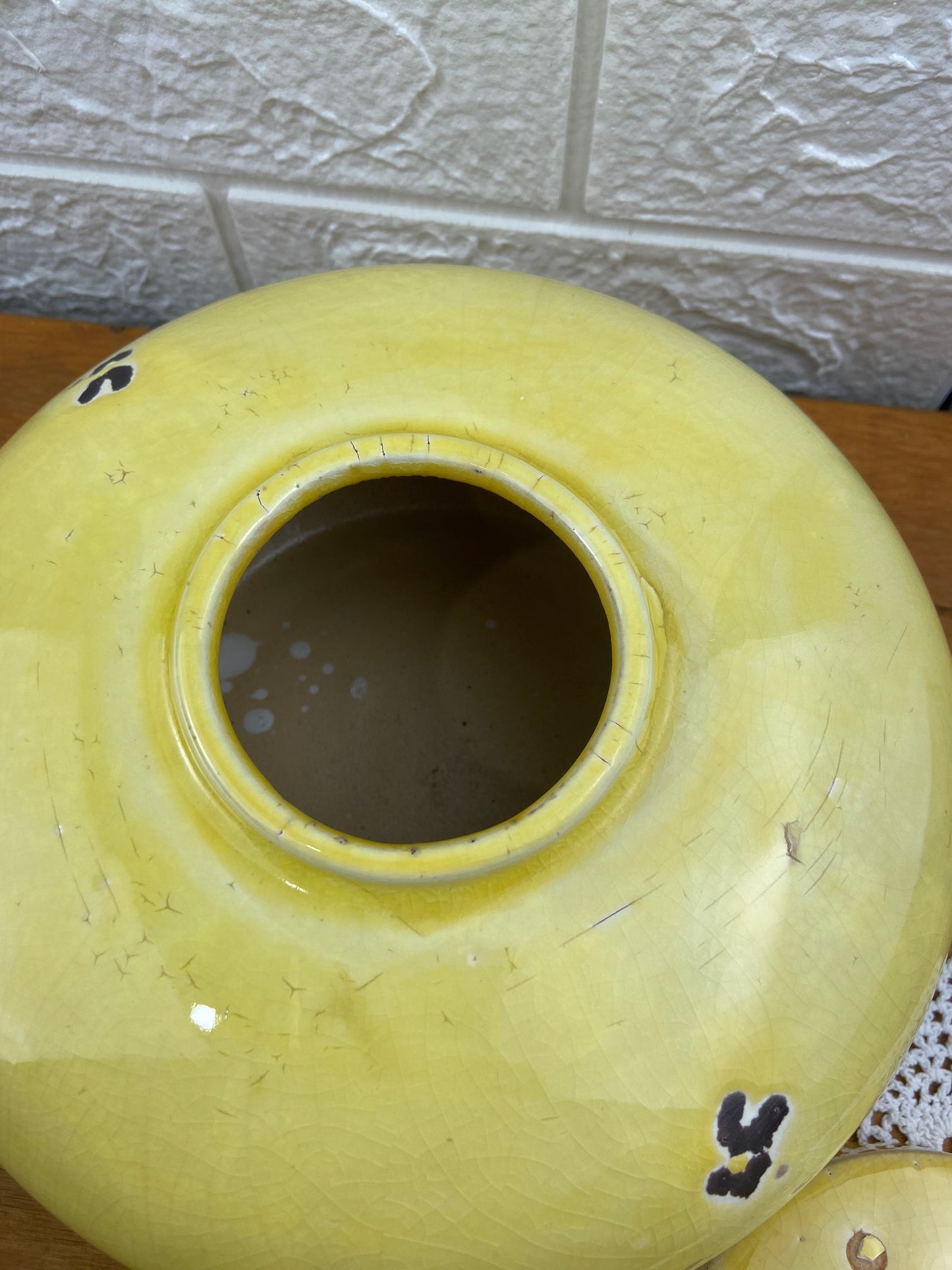 Vintage Clay Cookie Jar | Yellow Glaze