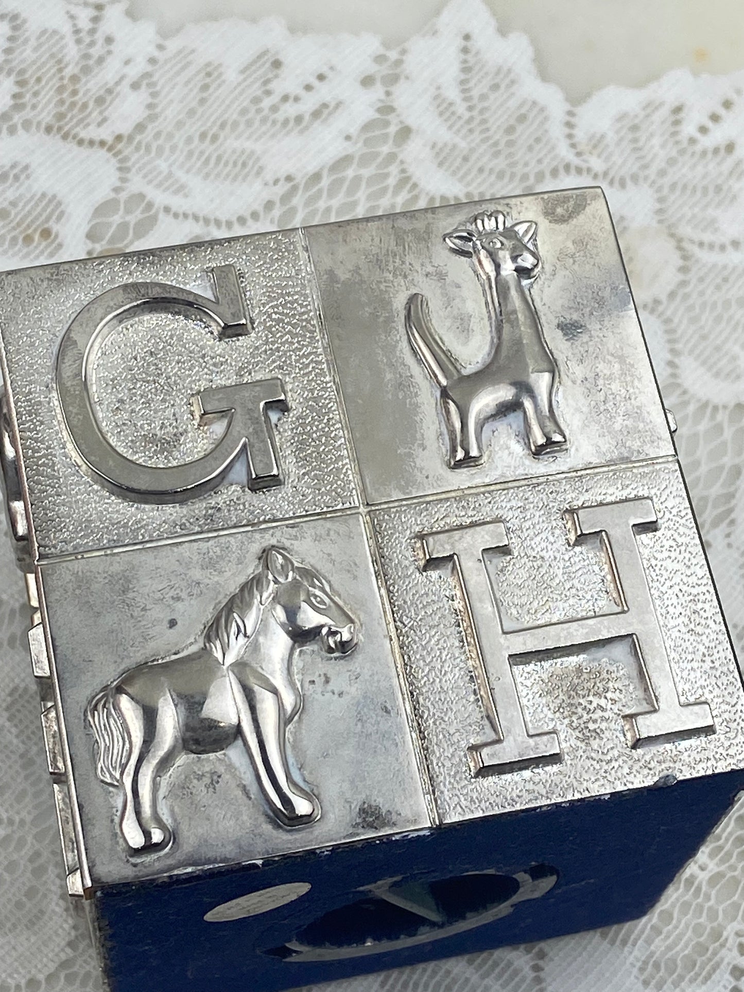 3” Silver-Plated Coin Bank | Alphabet Cube with Animals
