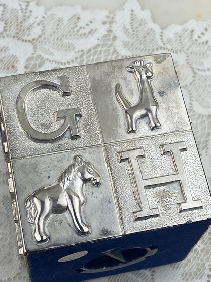 3” Silver-Plated Coin Bank | Alphabet Cube with Animals