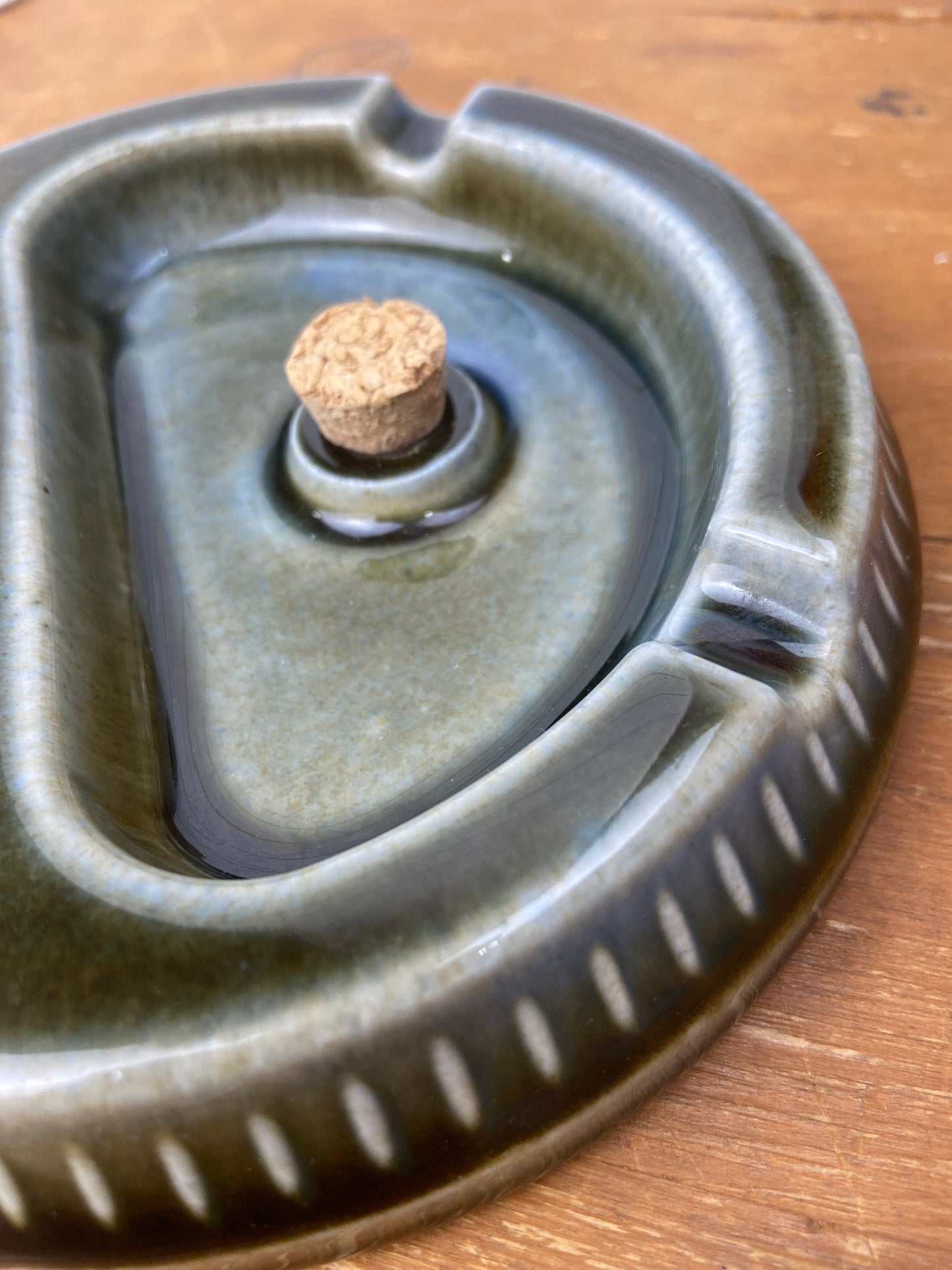Ceramic Ashtray and Pipe Rest with Cork Tapper