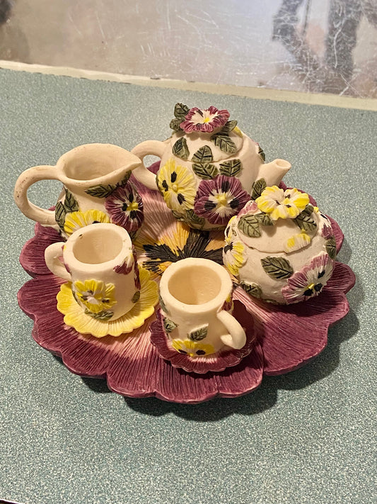 10 Piece Mini Tea Set | Pansy Floral Theme