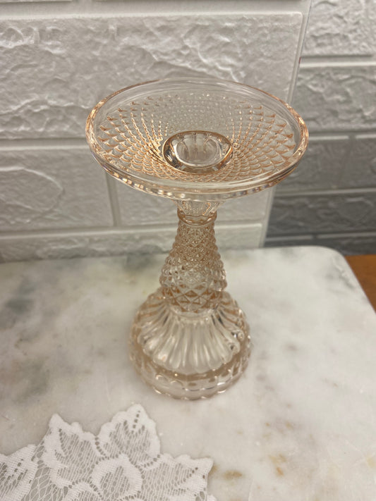 6.25” Champagne-Coloured Pressed Glass Bella Pedestal Candle Holder