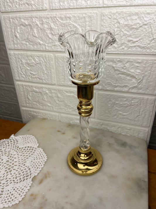 Metal and Glass Hobnail Candle Votive by Partylite