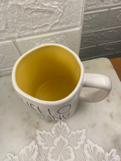 20 oz. White and Yellow Coffee Mug by Rae Dunn [Mug No. 245]