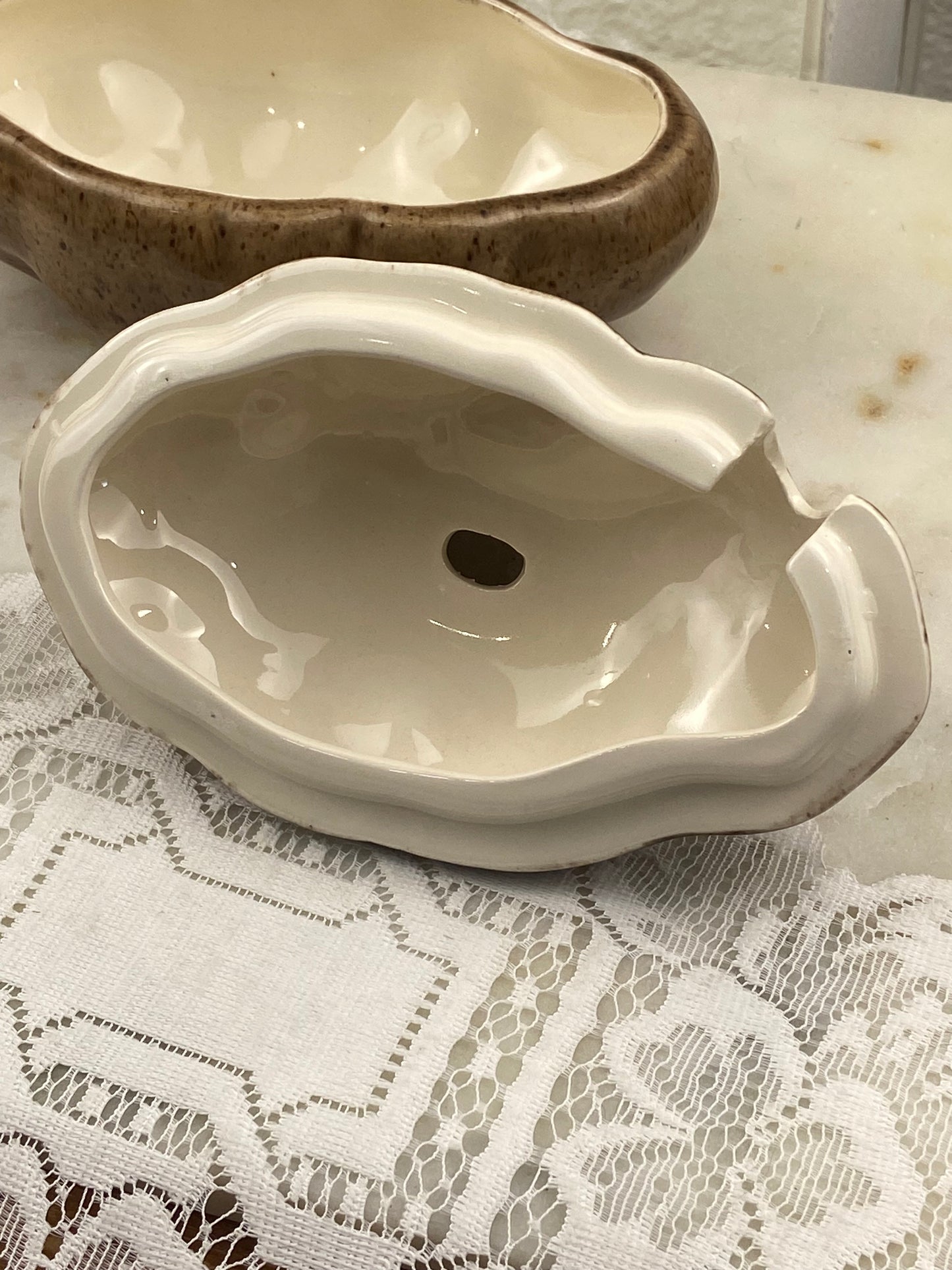 Handmade Ceramic Potato-Shaped Sour Cream Dish with Lid