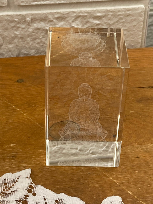 3D Laser Engraved Crystal Buddha Paper Weight