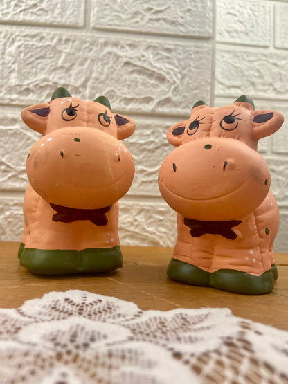 Pair of Teracotta Cows | Novelty Salt & Pepper Shakers
