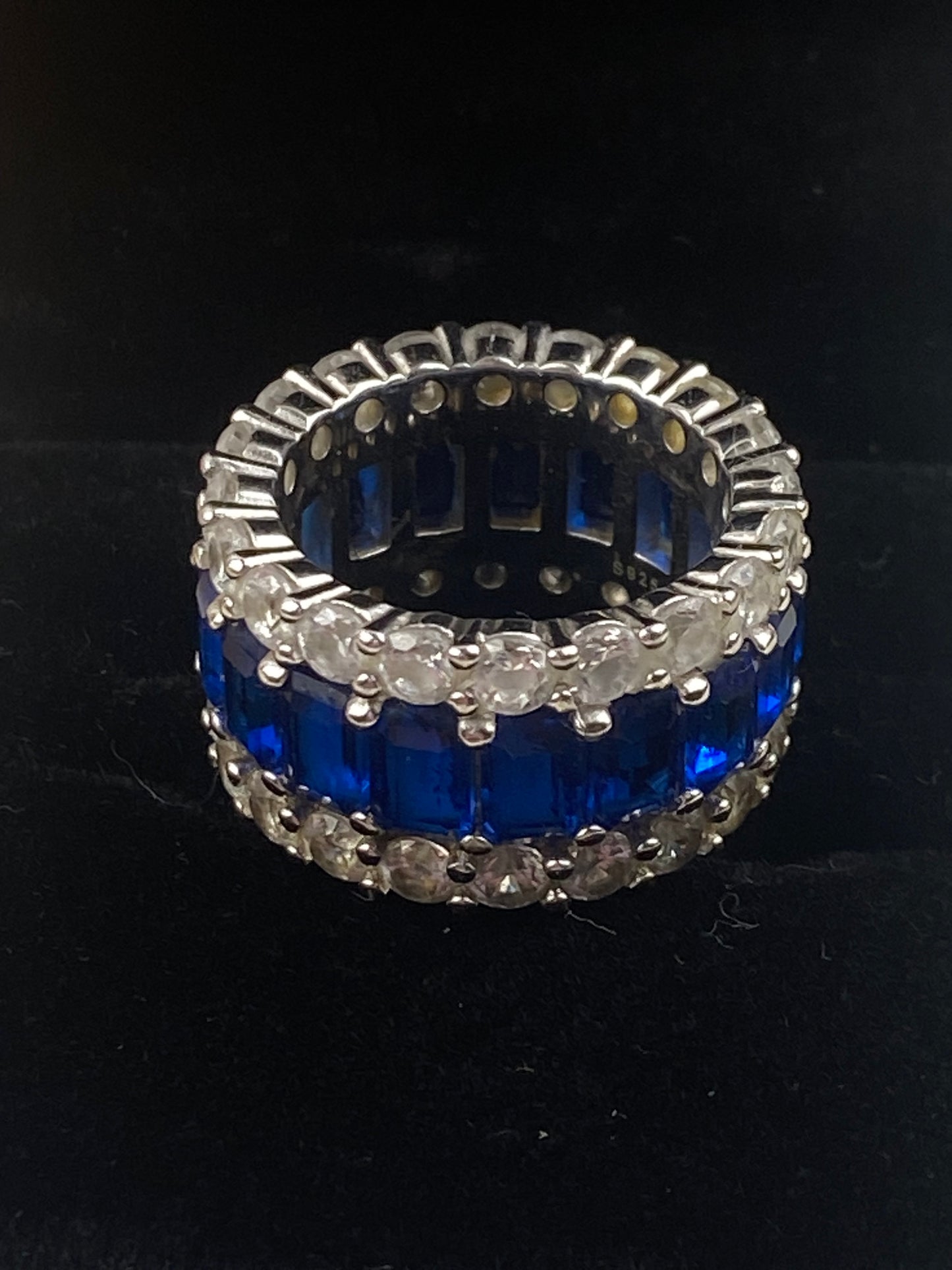 Blue and White Sapphire Eternity Ring | Sterling Silver 925 by Italo Jewelry