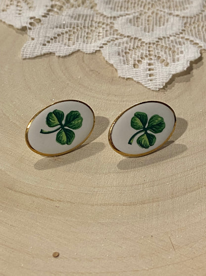 Ceramic 3 Leaf Clover Earrings [Posts]