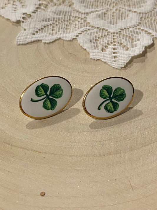 Ceramic 3 Leaf Clover Earrings [Posts]