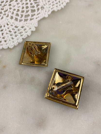 Enamel Swirl Earrings [Clip On]