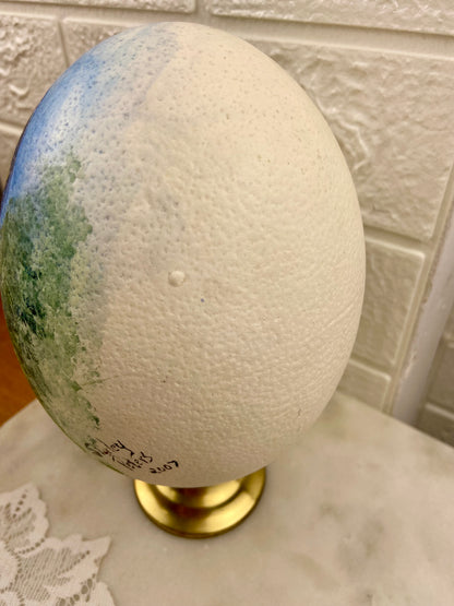 Original Heron Painting on Ostrich Egg