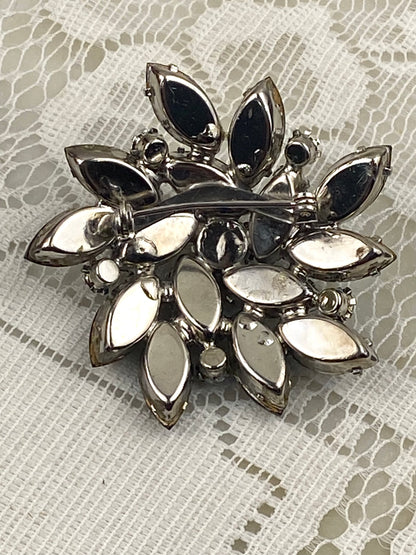 Greenish-Blue Marquis Cut Rhinestone Brooch | Pinwheel Shape
