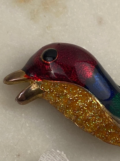 Colourful Enamel Dolphin Brooch