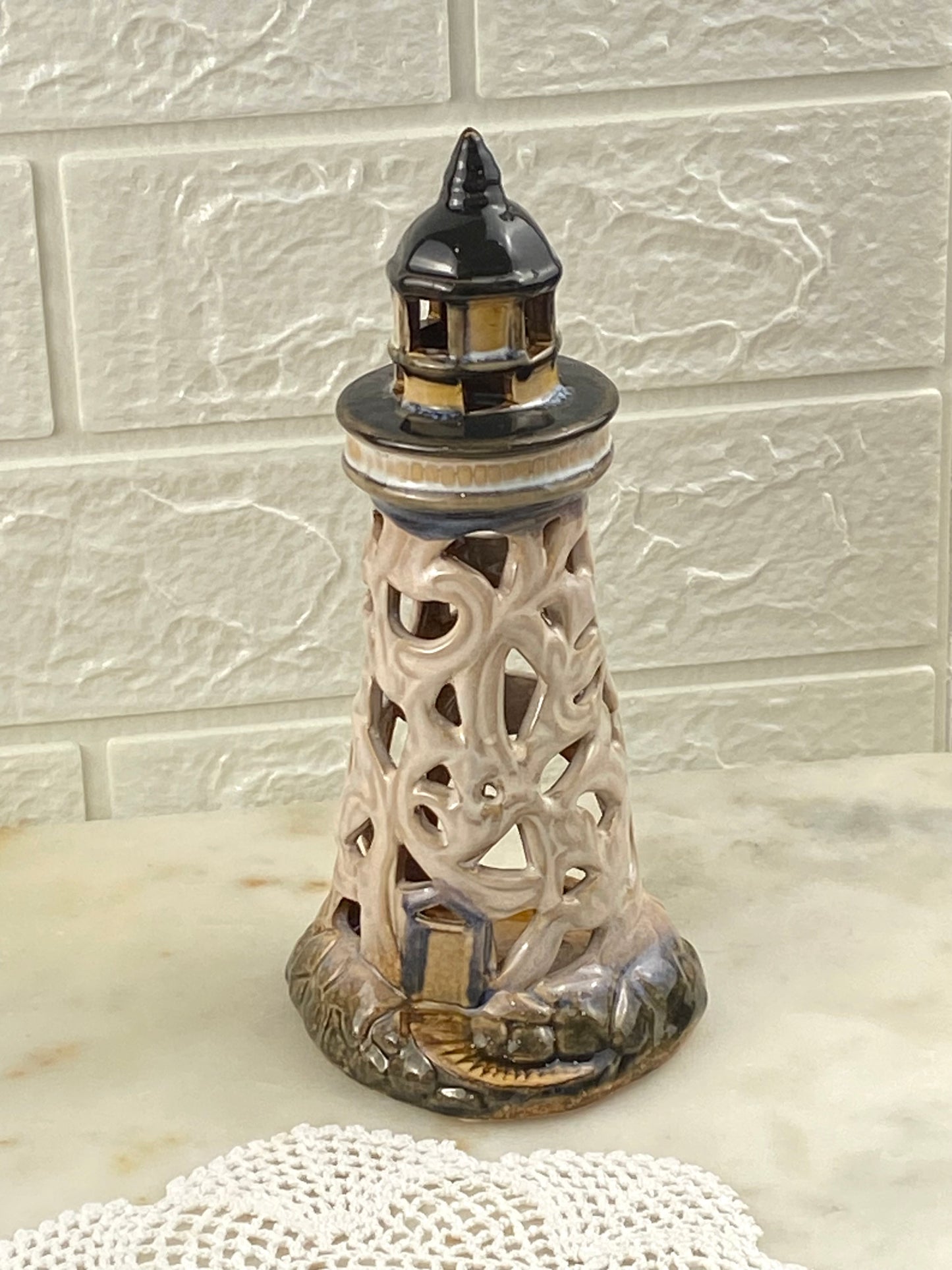 Ceramic Lighthouse Tea Light Candle Holder