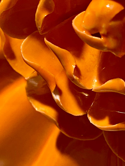 Orange Ceramic Vase with 3D Flower