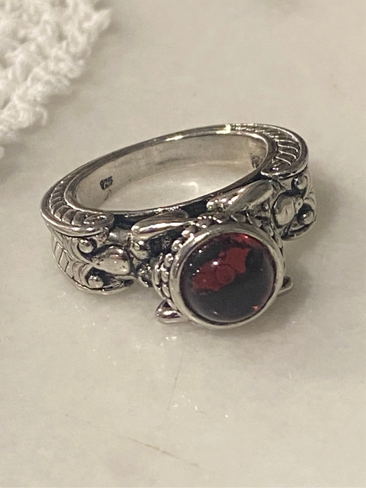 Metal Mermaid Ring with Red Stone/Glass Solitaire