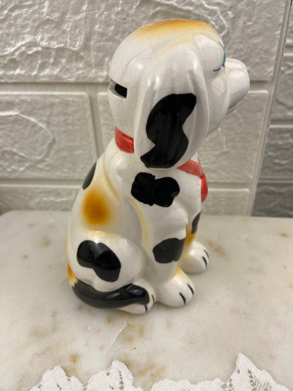 Hand Painted Ceramic Dog Coin Bank