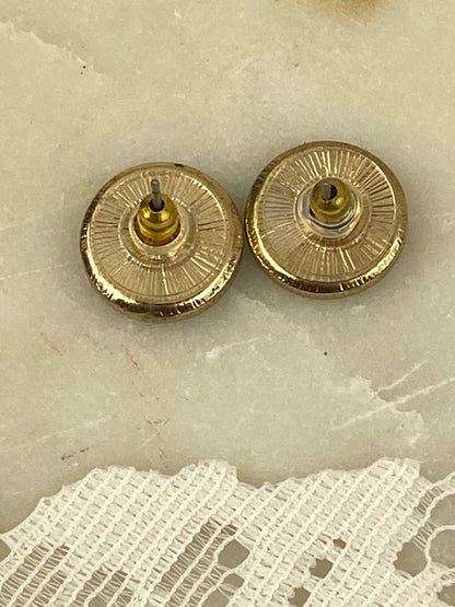 Round Blue Stone Earrings for Pierced Ears [Posts]