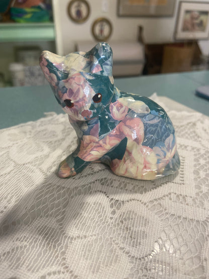 Vintage Decoupage Cat Figurine by Linda Edgington