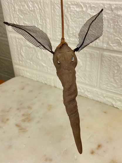 Handmade Clay Mosquito with Leather Hanging Strap