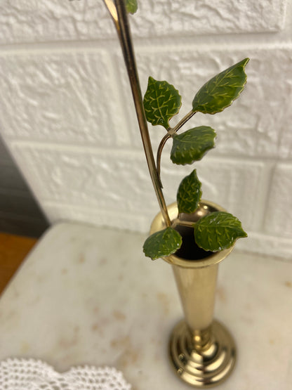 Brass and Enamel Pink Rose by Mann Inc.