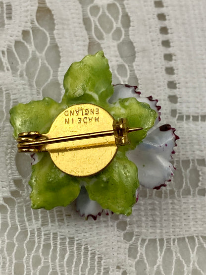 Small Hand Painted Porcelain Flower Brooch