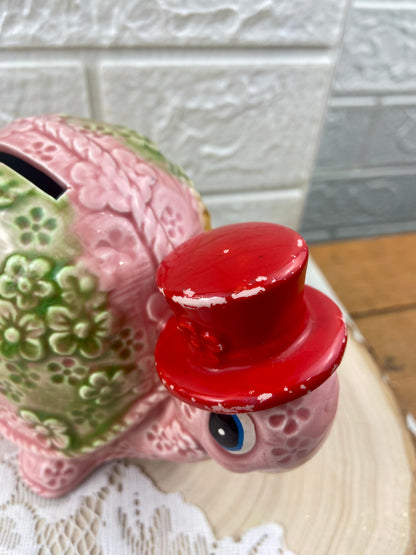 Pink and Green Ceramic Snail Coin Bank