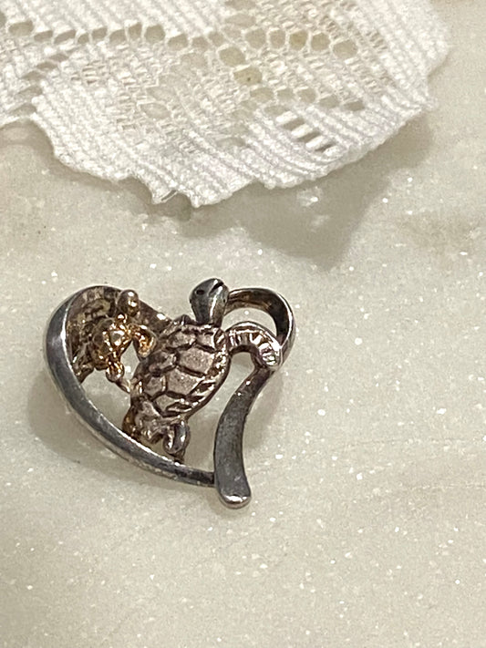Sea Turtle Pendant, Sterling Silver